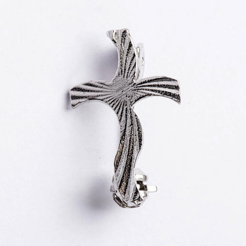Broche sacerdote cruz estilizada serrilhada prata 925 1