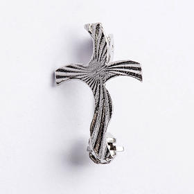 Clergy cross brooch, stylised and knurled in 925 silver