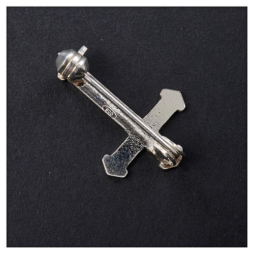 Clergy pointed cross pin in 925 silver 3