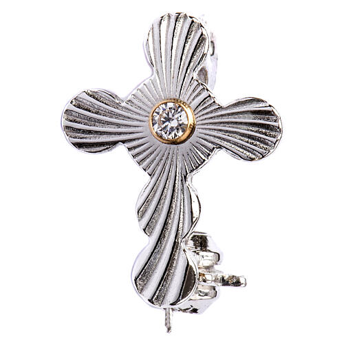 Clergy rounded cross pin in 925 silver 1