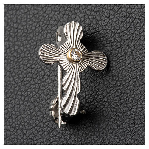 Clergy rounded cross pin in 925 silver 2