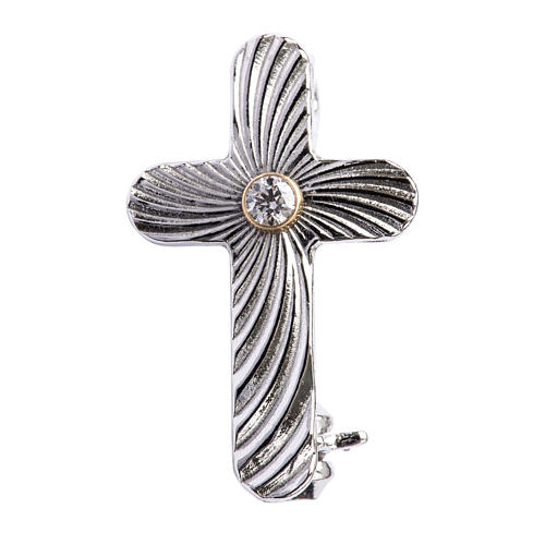 Ciondolo In Argento 925 Con Simbolo Pax E Strass Nero - Holyart, Diametro 1,5 Cm