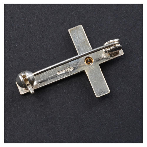 Lapel pin priest cross in 925 silver with zircon 6