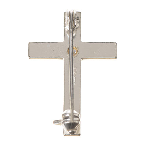 Lapel pin priest cross in 925 silver with zircon 9
