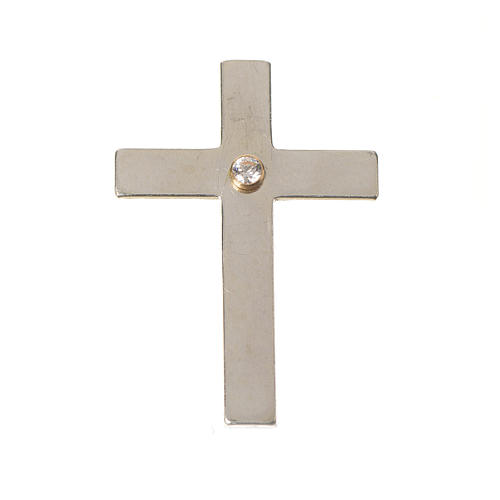 Lapel pin priest cross in 925 silver with zircon 1