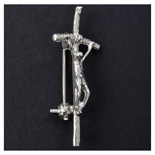 Clergy cross lapel pin in 925 silver with zircon 5