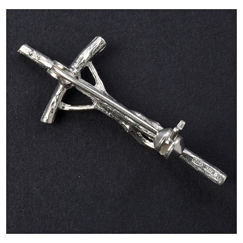 Clergy cross lapel pin in 925 silver with zircon 6