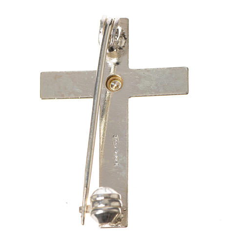 Clergy cross lapel pin in 925 silver with zircon 9