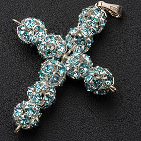 Croce Strass celeste diam 8 mm