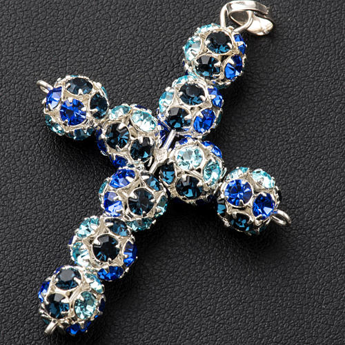 Kreuz Strass multicolor blaue Töne 8 mm 2