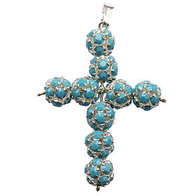 Croix strassball turquoise diam 6 mm