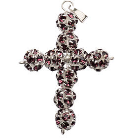 Cruz de strass color borgoña de diam 8mm