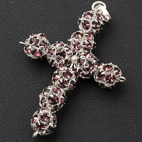 Cruz de strass color borgoña de diam 8mm