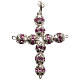 Pendant cross, pink strass diam. 0,24in with split pins s1