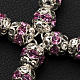 Pendant cross, pink strass diam. 0,24in with split pins s3
