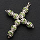 Pendant cross, green strass diam. 0,24in with split pins s2