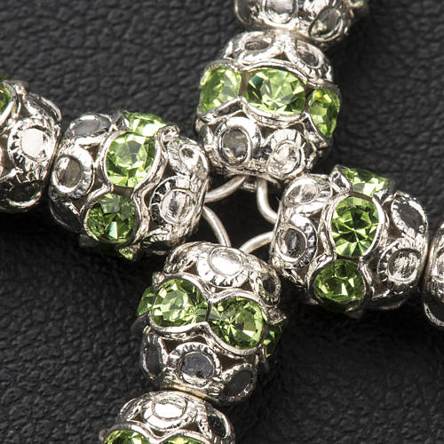 Croix argent et strass vert 6 mm 3