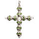 Croce argento e strass verde coppiglie 6 mm s1