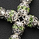 Croce argento e strass verde coppiglie 6 mm s3