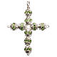 Pendant cross, green strass diam. 0,24in with split pins s1