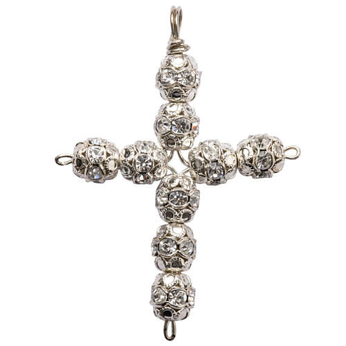 Croce argento e strass coppiglie 6 mm 1
