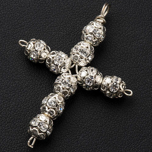 Pendant cross, strass diam. 0,24in with split pins 2