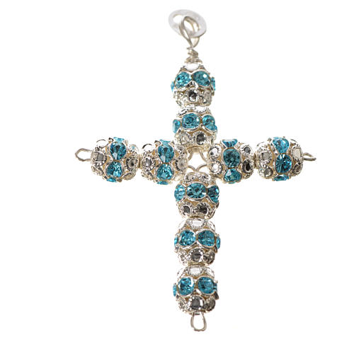 Croce argento e strass celeste coppiglie 4