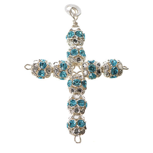 Croce argento e strass celeste coppiglie 1