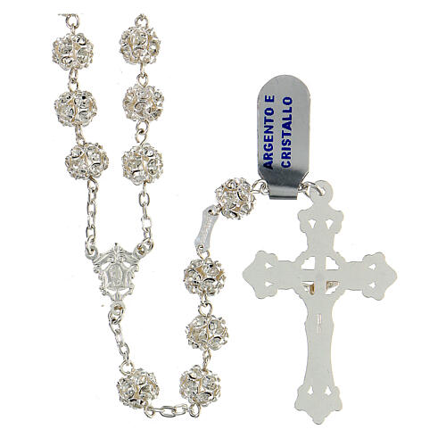 Rosary beads in 925 silver with 8mm beads encrusted with crystals 2