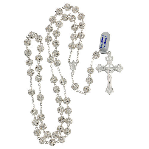 Rosary beads in 925 silver with 8mm beads encrusted with crystals 4