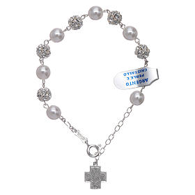 Bracelet dizainier strass et perles argent 925