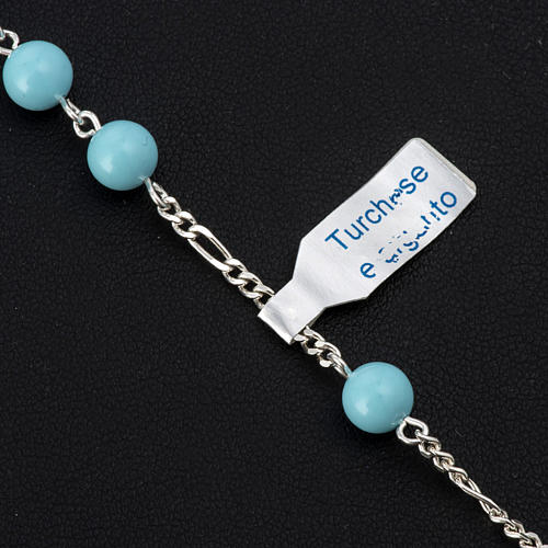 Bracelet, One Decade rosary beads, Turquoise and 925 silver 2