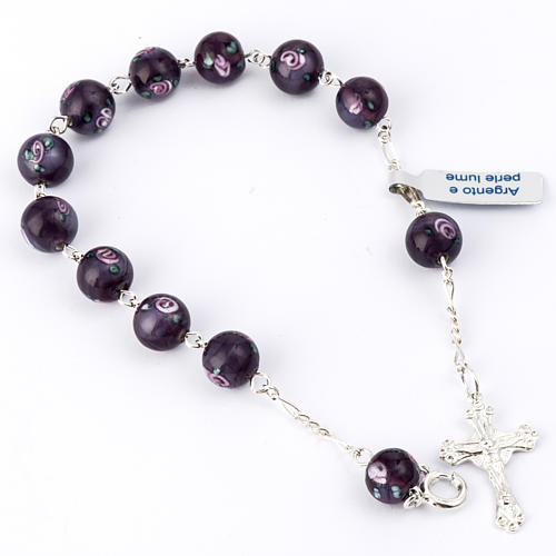 Bracelet with 0,31in purple Perle a Lume venetian beads 1