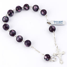 Bracciale arg. 925 grano 8 mm viola perla lume