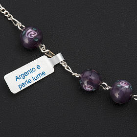 Bracciale arg. 925 grano 8 mm viola perla lume