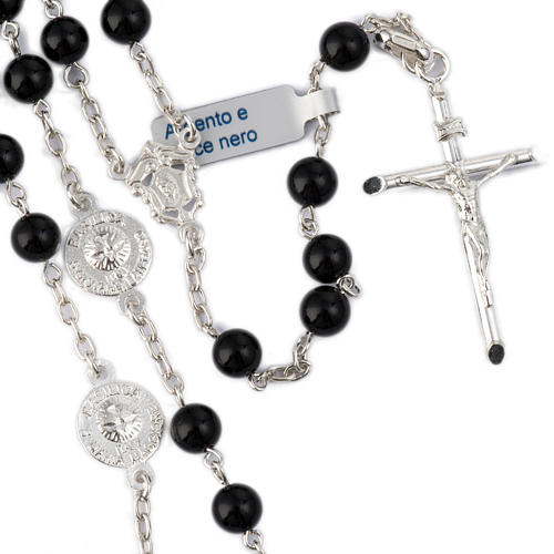 Rosary beads with Roman basilicas, Silver and onyx 6 mm 1