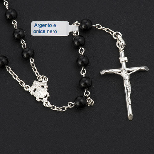 Rosary beads with Roman basilicas, Silver and onyx 6 mm 2