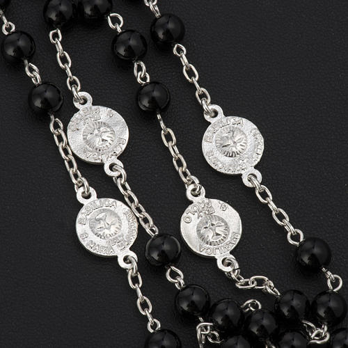 Rosary beads with Roman basilicas, Silver and onyx 6 mm 4