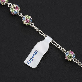 Bracelet, One Decade rosary beads, multicoloured rhinestone ball