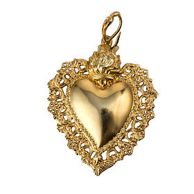 Coeur votif pendentif argent 925 doré