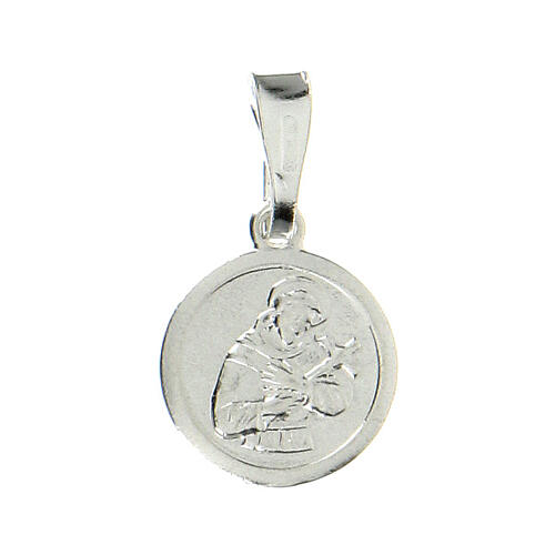 Pendant medal in sterling silver, Saint Francis 9mm 1