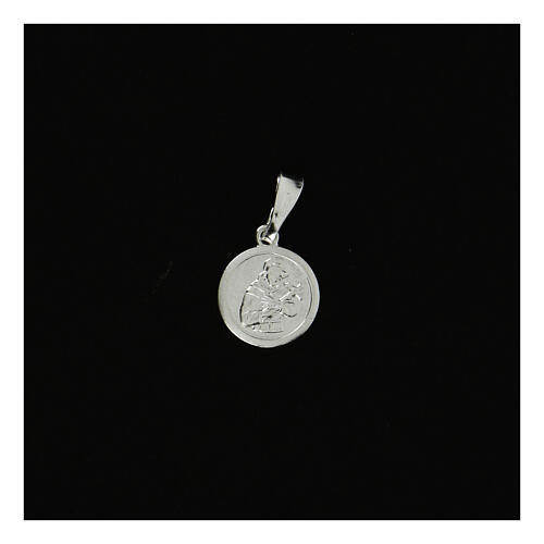 Pendant medal in sterling silver, Saint Francis 9mm 2