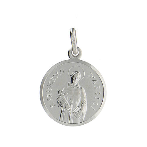 Pendant medal in sterling silver, Saint Francis 16mm 1