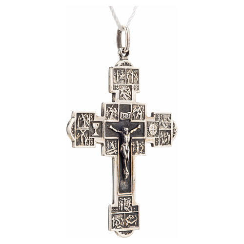 Pendente croce con Via Crucis argento 925 2