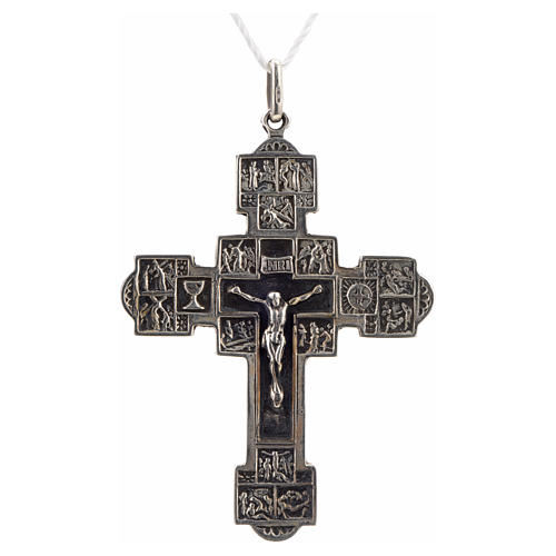 Pingente cruz com Via Sacra prata 925 1
