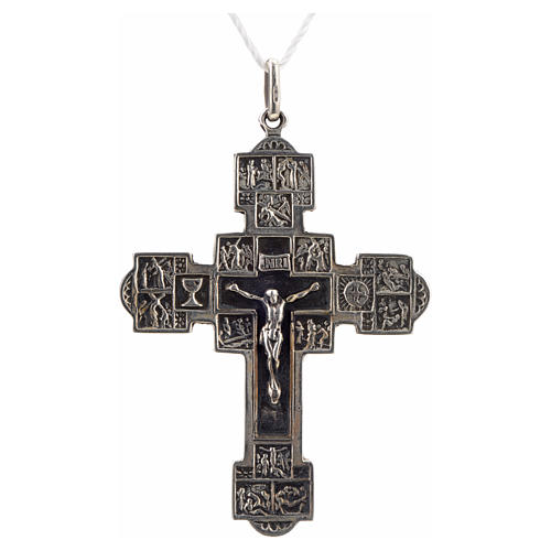 Pendant crucifix with Stations of the Cross, sterling silver 1