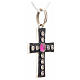 Pendant Romanesque cross, sterling silver, rhinestones, red ston s5