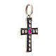 Pendant Romanesque cross, sterling silver, rhinestones, red ston s2