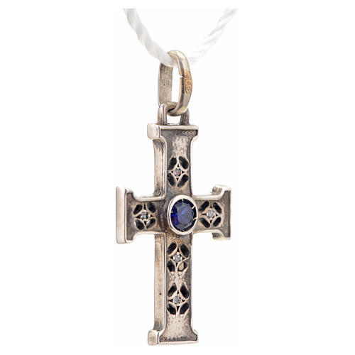 Romanisches Kreuz mit Stein Silber 925, mit Silber-Finish 5