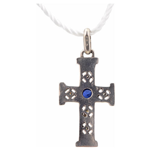 Romanisches Kreuz mit Stein Silber 925, mit Silber-Finish 6